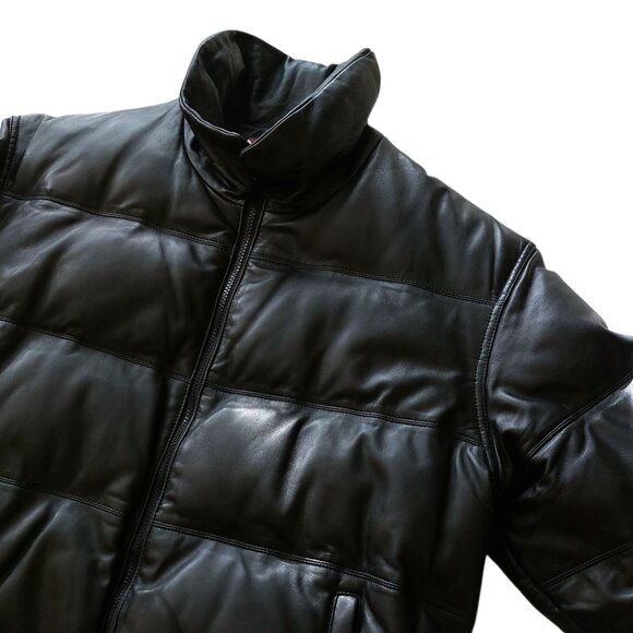 (SOLD) Vintage Choko Motorsports Genuine Leather Down Filled Puffer Jacket - Picture 2 of 8